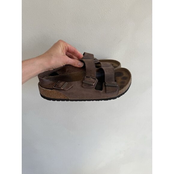 Birkenstock Arizona W/ Strap Leather Women's Sandals 42 11 Unisex Brown Leather - Picture 1 of 7